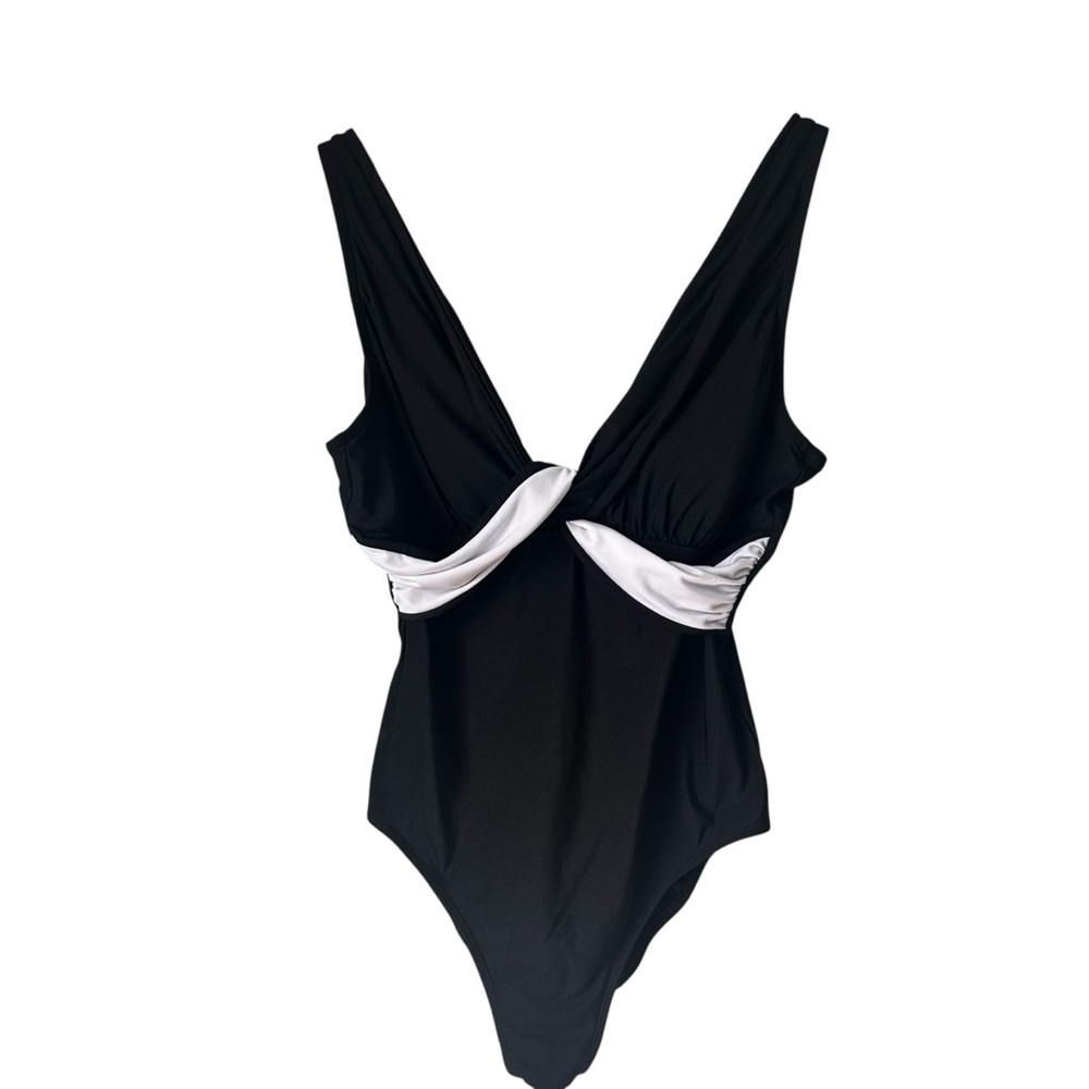 Longitude Long Torso Black And White Elegant Swimsuit, 16